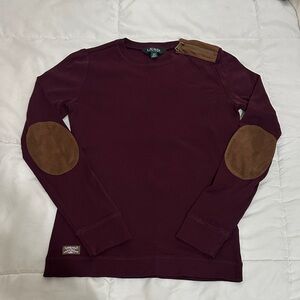 Lauren Ralph Lauren Maroon Top with Tan Elbow Patches
